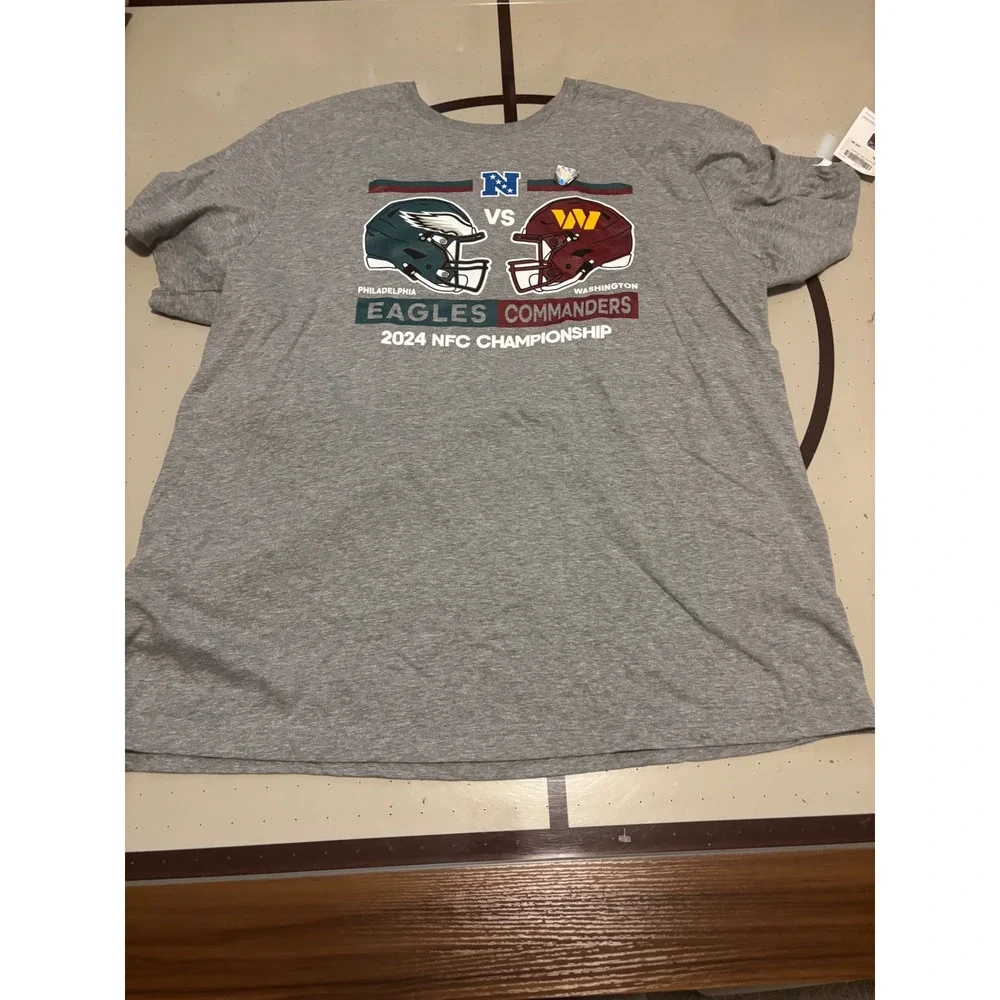 828 Nike Mens 2024 NFC Championship Eagles vs Commanders T-Shirt Gray XXL NWT